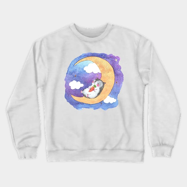 moon hamster Crewneck Sweatshirt by alinailustra